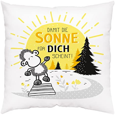 Sheepworld Kissen Motiv Sonne | Zierkissen, Baumwolle, 40 cm x 40 cm | Kissen mit Spruch | 47556