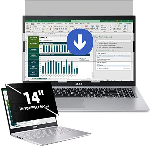 Laptop Sichtschutz 14 Zoll Seitenverhältnis 16:10, Anti Blaulicht Blendschutz Displayschutz, Abnehmbarer Blickschutzfolie Sichtschutzfilter Kompatibel mit Lenovo/HP/Dell/Acer/Samsung/Asus/Toshiba