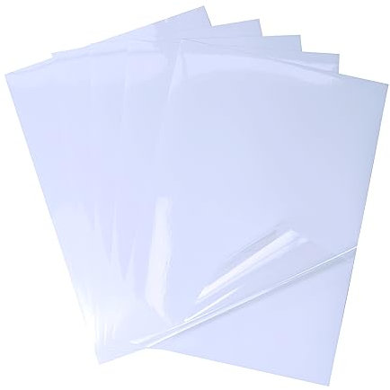 25 Blatt PREMIUM Vinyl Aufkleberfolie 100% klar Selbstklebend für Laser und Tintenstrahldrucker Drucker Schnell Trocknen A4 Size kristallklar Selbstklebend Aufkleber