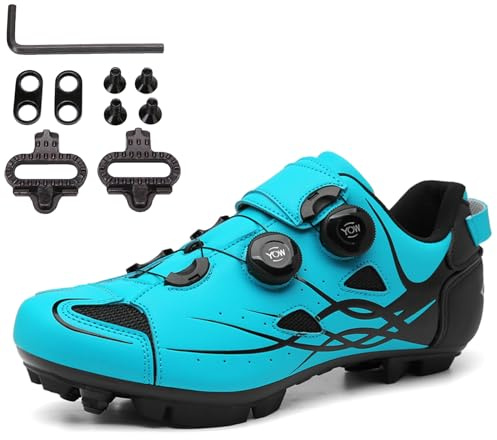 PENXZT Scarpe da Mountain Bike per Uomo Scarpe MTB Traspiranti e Confortevoli Compatibili con Tacchetti SPD a 2 bulloni Inclusi, Calzature da Ciclismo all'aperto,C,46 EU
