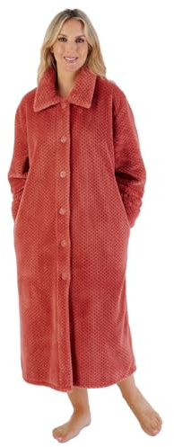 Slenderella Manteau d'intérieur de luxe en polaire gaufrée à boutons (20/22, orange brûlé)