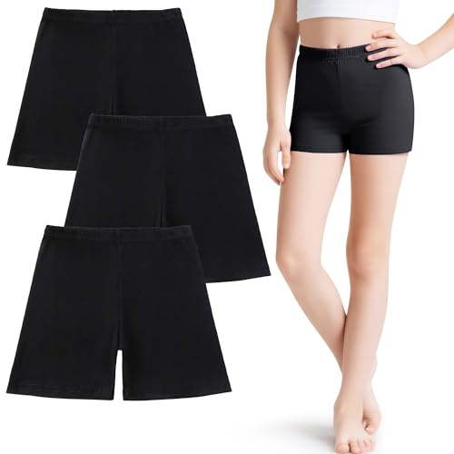 JinBei Pantalones Cortos Niña Verano Mallas de Ciclismo, 9-10 Años, Negro