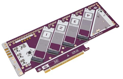 SUNGOOYUE PCIe 5.0 NVMe M.2 Adapter Card, X16 Slot to NVMe SSD Extension Card Desktop Computer Upgrade for Gaming PC and Video Editing