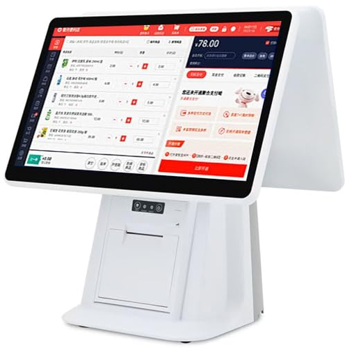 Caja registradora táctil de Doble Pantalla con Pantalla táctil Dual de 15,6, Impresora térmica integrada de 58mm, 8 GB de RAM, SSD de 128 GB, para restaurantes comerciales y minoristas