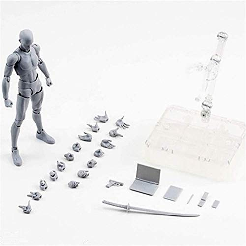 Actionfigur Body-Kun PVC-figurmodellritning för S H Figuarts med låda för konstnärer ritverktyg skissa (grå)