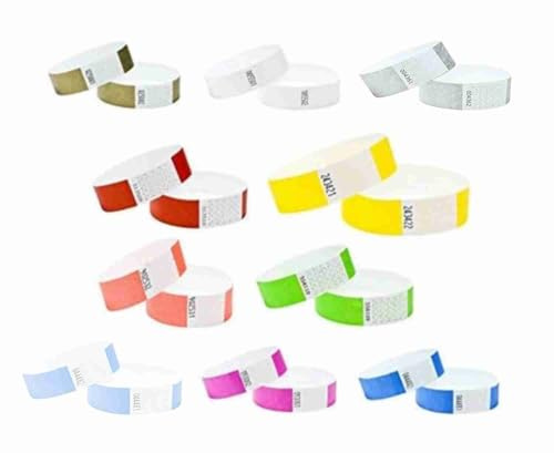 Armband tillverkade av Dupont Tyvek 3/4 tum 100-pack, papper som armband som används för evenemang, nattklubbar, vattenparker etc. Flerfärgad