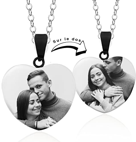 Juwelier Schönschmied Herzanhänger - inkl. BILD Gravur auf 2 Seiten - Edelstahl AH127bb - mit AMAZON KONFIGURATOR direkt online gestalten ! Vorder- & Rückseitengravur!