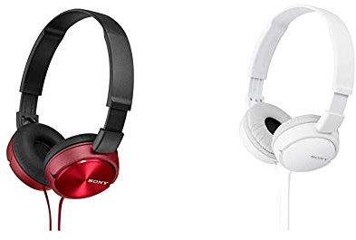 Sony MDR-ZX310R - Auriculares de Diadema Cerrados (sin micrófono), Rojo + MDR-ZX110 - Auriculares Cerrados, Blanco