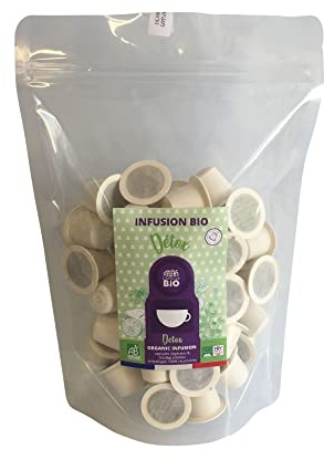 CAPSUL&BIO Infusion Bio Détox - Compatible avec les machines à Capsules Nespresso - Pochette de 50 Capsules Biodégradables, 100% Végétales - Rapide et Sain - Fabriqué en France.