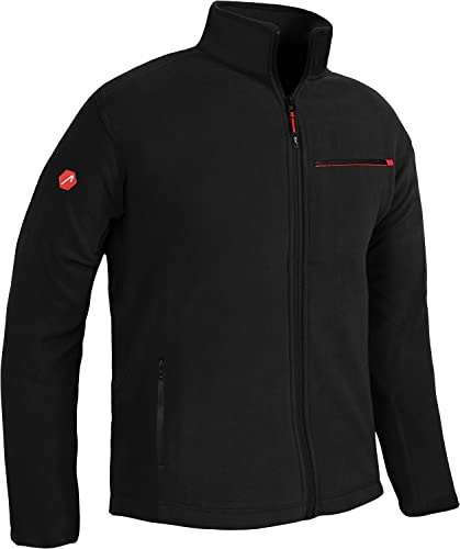 ACE Chaqueta Polar - Cálida Chaqueta Outdoor para Hombre - Chaqueta para Hombre sin Capucha - Cremallera y Tres Bolsillos - Negro - M