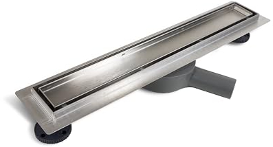 BALNEO Canalina per Doccia, Canaletta di Scarico da 60cm, Scarico a Pavimento in Acciaio Inox, Set Completo, Scarico per Doccia su Entrambi i Lati con Pannello o Sotto Piastra, Scarico a 360° 2 in 1