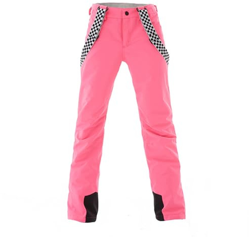 ALSOGO Pantalon de ski pour femme imperméable coupe-vent snowboard bavoir hiver pantalon à bretelles, Rose, S