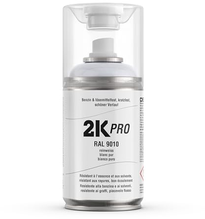 2K PRO 2K Spraydose 250ml - 2 Komponenten Sprühlack, Schnelltrocknender Spritzlack, UV-Beständig, Stoss- und Kratzfest | Weiss Matt