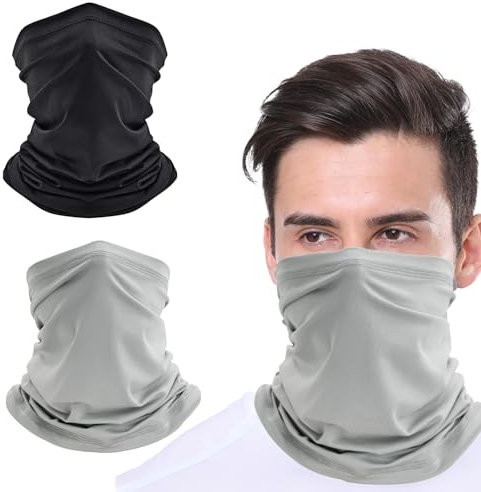 EHIOG 2 Stück Multifunktionstuch, Winddicht Bandanas Elastisch, Schnelltrocknend Atmungsaktiv Weich Gesichtsmaske, Sonnenschutz Loop Schal Neckwarmer fur Thermal Outdoor Radsport Ski Motorrad Laufen