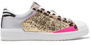 D. Franklin - Sneakers Casual da Donna Court V2 Tennis Basic Glitter Gold/Leo - Scarpe Eleganti da Donna - Moda Casual - Taglia (37) - Modello Court v2