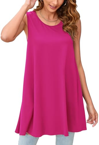 Enmain Tunique Femme à Manches Courtes Été Tuniques Longue Grande Taille Chic et Élégant Chemisier Haut Ample Col Rond T-Shirt Blouses Élastique