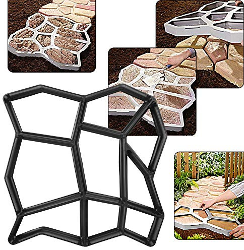 Pavimento de Piedra de Pavimento, Molde de Piedra de Paso, Ideal para Decoración de Caminos de Jardín, Tamaño Negro 34,5 * 32,5 * 3,6 Cm