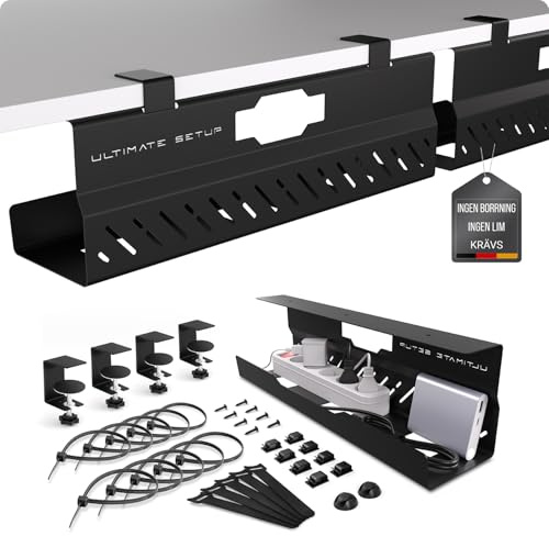 Organizador Cables Escritorio – Bandeja bajo Mesa (Negro, 2 Unidades)