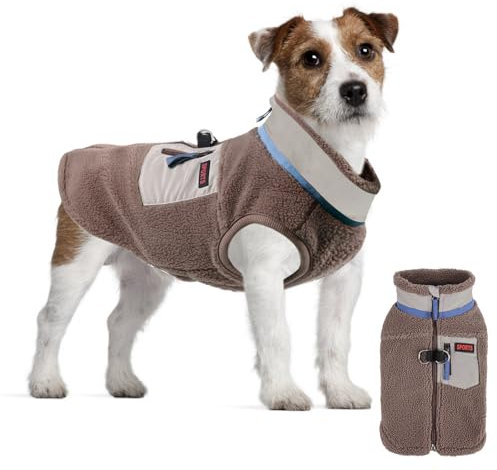 FEimaX Warme Hundemantel Winddichte Haustier Winter Fleece Hundejacke Winterweste mit D-Ring Hundekleidung Welpenjacke für Kleine Mittlere Hunde