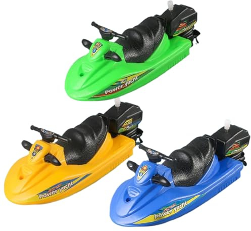 Barco de Juguete, Juego de 3 lanchas a Cuerda, Barcos flotantes de plástico para bañera, Juguetes de Piscina para niños, Barco de baño a Cuerda para niños Mayores de 3 años, de Juguete, de