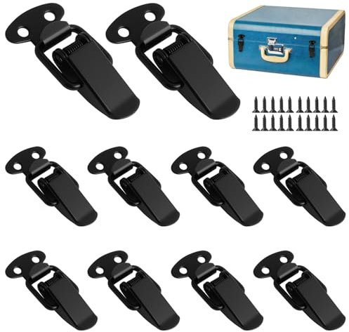 10 PCS Loquet à Ressort Bascule Acier Inoxydable, Loquet a Bascule 50×20 Mm, Fermeture à Levier Robuste Avec 40 Vis, Loquet De Verrouillage Antirouille Attache Capot Pour Boîte Valise Coffret Armoire