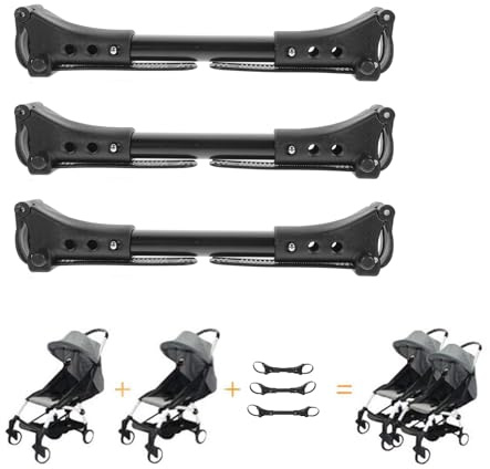 Frizione universale per passeggino – Trasforma 2 passeggini singoli in doppio passeggino | Lunghezza regolabile (20-26 cm) | Compatibile con il 99% di tutte le marche | Design leggero in alluminio e