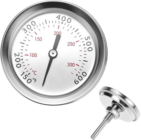QWORK® 60540 7581 Termometro di ricambio per barbecue, compatibile con Weber Spirit 200 e 300, serie Q, Ø 4,6 cm, acciaio inossidabile