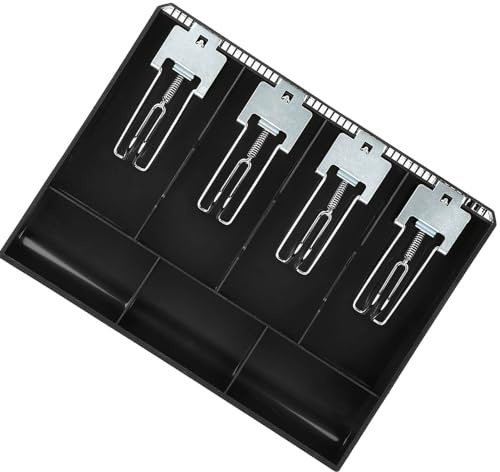 TOPINCN Metal Clamp/Holder Cash Register Insert Tray Classified Coin Storage Cashier Box for Cash Register Drawer Insert [Retail Shop] [Black] [2 Units] (Black)