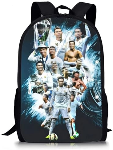PyrrlicToy Sac d'École Imprimé Dessin Animé Cartable, Football Sac à Dos pour Enfant, Sac à Dos de Voyage avec Motifs de FootballStars, Convient aux Fans de Football et aux Garçons(40 * 30 * 13cm)