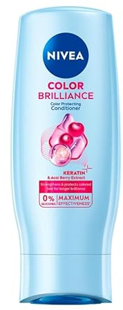NIVEA Color Brilliance Après-shampoing hydratant avec extrait de kératine et de baies d'açaï 200 ml pour une protection prolongée de la couleur