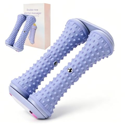 Fotmassagerulle för plantar fasciit, bärbar dubbel fasciarulle fot, fotmassage roller fasciaboll för fötter, fasciarulle fot för att minska stress och avkoppling