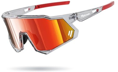 Robreda Lunettes de cyclisme rapides [34G TR-90 Ultra léger] – Sport UV400, monture à protection intégrale, coussinets de nez et branches réglables, unisexes hommes et femmes – Rouge