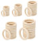Belle Vous 50er Pack Holzringe zum Basteln - Holzring verschiedene Größen - Gardinenringe Holz - Unbehandelte Holzringe Makramee - Ringe Vorhangringe