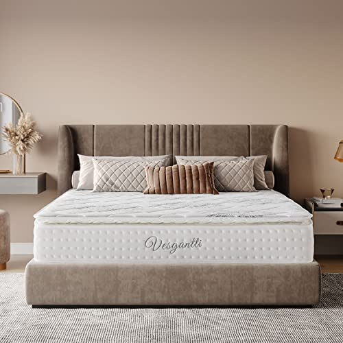 Vesgantti Pillowtop Matelas 90x200, Épaisseur 26cm, Superieur Matelas de Lit d'Adulte, Matelas à Ressorts ensachés, 7 Zones de Confort Mousse Mémoire Adaptative
