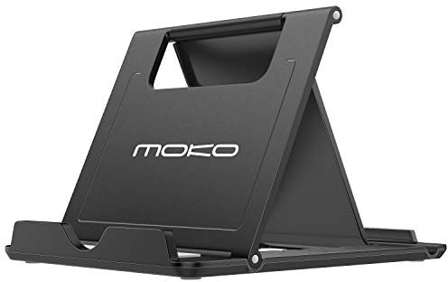 MoKo Verstellbare Handy Ständer/Tablet Halterung für 6-12,9 Geräte, Kompatibel mit iPhone 16/Pro/Pro Max/Plus, iPhone 15/Pro/Pro Max/Plus, iPhone 14/Pro/Pro Max/Plus, iPhone 13/Pro/Pro Max, Schwarz