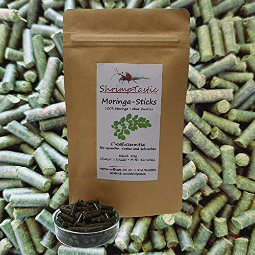 Schmitt Aquaristik Moringa Sticks für Garnelen, Welse, Krebse, Schnecken - 50g, Geschmacklos, Trocken aufbewahren