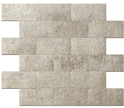 Art3d 10-Pack Peel and Stick Wall Tile for Backsplash, Stick on Stone Tile for Kitchen Bathroom Fireplace Vanitity in Stone Beige