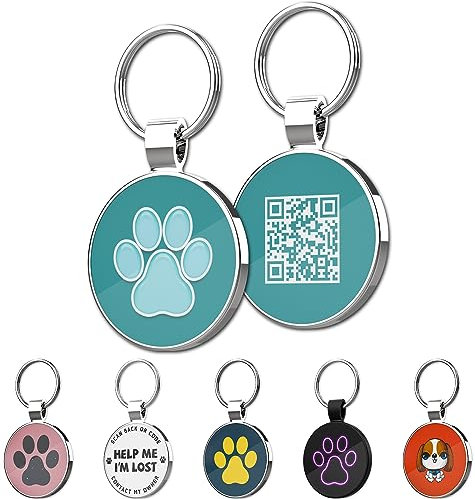 MYLUCKYTAG QR Code Pet ID Tags Dog Tags - Online Pet Profile - Scan QR Receive Instant Pet Location Alert Email