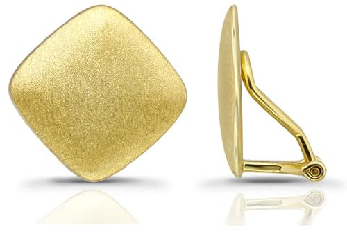 Schmerzfreie Ohrclips Gold aus 925 Sterling Silber Vergoldet in Quadratform für Damen/Mädchen ohne Ohrlöcher (Gold)