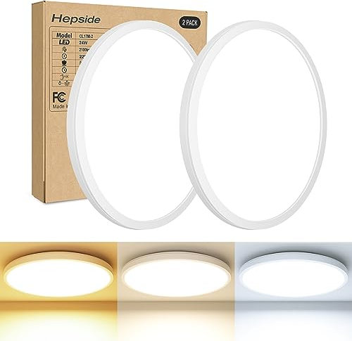 18W Plafoniera LED Soffitto [2 Pezzi], 2100LM Lampada da Soffitto 3 Colori 3000K/4000K/6500K Lampadario LED Moderna Ø22cm Luce Calda Naturale Fredda IP44 per Bagno Soggiorno Camera da Letto Cucina