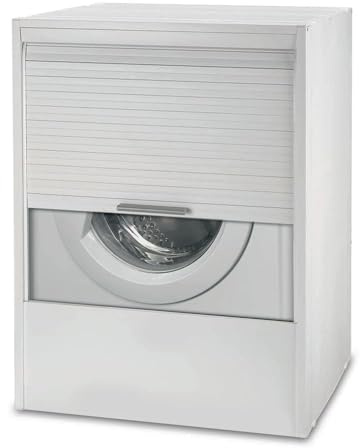 VIRSUS Mobile Coprilavatrice Roll Up di colore Bianco, misura 67x59x91 cm, Apertura a Serranda Verticale, Struttura in PVC spessore 20mm, Frontale estraibile per manutenzione Lavatrice -8042