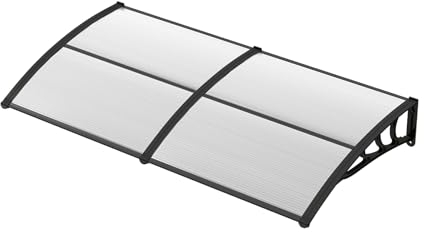 HOMASIS Vordach für Haustür, wasserdichte Überdachung mit UPF 50+, transparentes Pultvordach aus Aluminium und Polycarbonat, Haustürvordach für Tür Eingangbereiche (Grau, 200x100cm)