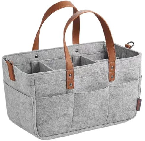 Skötbord organisatör bärbar blöja caddy arrangör vikbar dagis caddy filtväska babykorg resistent skötbord arrangör för blöjor och babyhanddukar (grå)