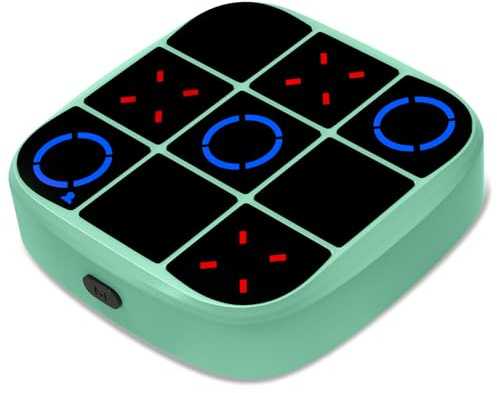 Tic-Tac-Toe Bolt Game, 4-in-1 Handheld Puzzle Games Console, Electronic Tic-Tac-Toe Game for Educational and Memory Growth, Portable Travel Games for Car Ride, Board Games for Kids and Adults (Cyan)