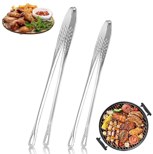 2 Piezas Pinzas de Cocina (24 cm y 28 cm), pinzas barbacoa, Pinzas Chef, Pinzas para Barbacoa Multifunción, Pinzas Cocina Acero Inoxidable de Precision para Emplatar para Horneado, Barbacoa y Cocinar