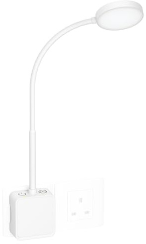 PRINCEWAY Plug in LED Wall Mounted Reading Light, Flexible Dimmable White Wall Sconce Light with Power Plug for Books in Bed, Two Touch Switches, 3 Lighting Color Modes, 110° Wide Lighting Angle