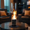 Spin 90 Noir - Feu de Table pour l'intérieur et l'extérieur - Cheminée de Table, photophore, Torche de Jardin et cheminée au bioéthanol en Acier Inoxydable