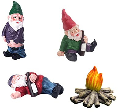 TOYANDONA 1 Juego Adornos De Jardín Miniaturas De Duendes De Decoración Exterior De Duende Tumbado Decoración De Micro Paisaje 4 Piezas