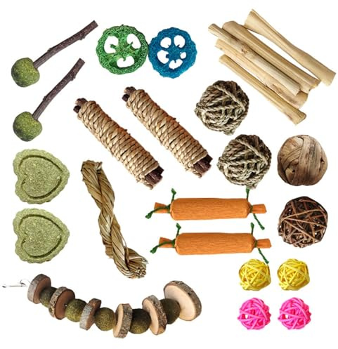 Geavonyg Juego De Juguetes Madera para Hámster Y Mascotas Pequeñas Cuidado Molar Roedores Juguete Hacer Ejercicio Dientes Sanos Y Alegría Suministro Animales PEQUEÑOS