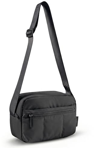 bagsmart Puffer Kameratasche Klein, Kamera Tasche DSLR SLR Fototasche Klein, Leicht und stilvoll Umhängetasche Spiegelreflex Systemkamera Objektive Zubehör(Schwarz)